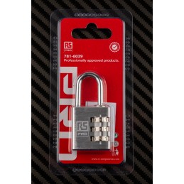 1 pcs - RS PRO Combination Weatherproof Aluminium Combination Padlock, 5mm Shackle, 30mm Body