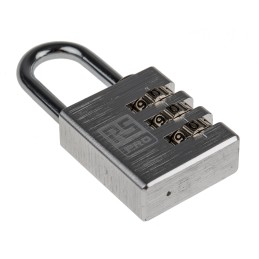 1 pcs - RS PRO Combination Weatherproof Aluminium Combination Padlock, 5mm Shackle, 30mm Body