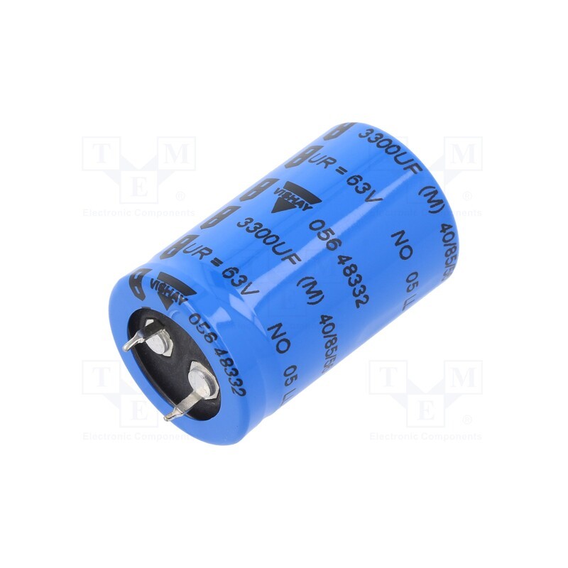 1 pcs x VISHAY - MAL205648332E3 - Capacitor: electrolytic, SNAP-IN, 3.3mF, 63VDC, Ø25x40mm, ±20%