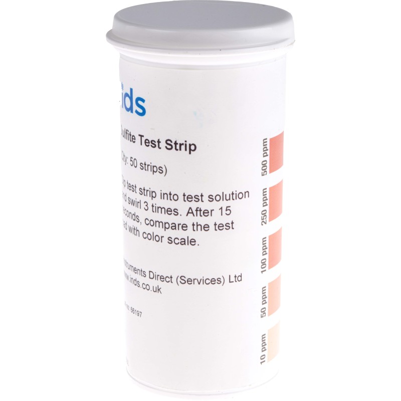 1 Lot of 50 - Single Parameter(s) Sulphite Test Strips, max. measurement 500ppm - 50 strips