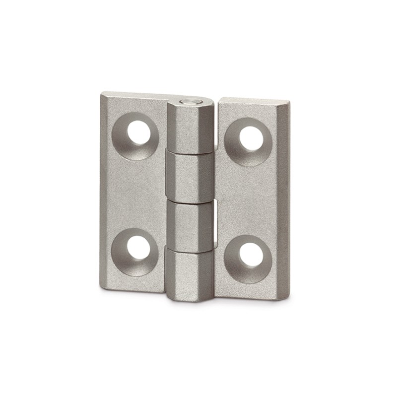 10 pcs - Elesa Matt Aluminium Butt Hinge with a Fixed Pin, Screw Fixing, 30mm x 30mm x 7.5mm