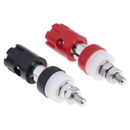 1 Pair - RS PRO 15A, Black, Red Binding Post - 7.2mm Hole Diameter