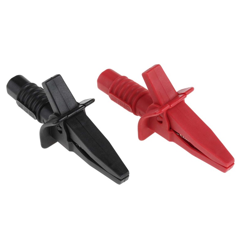 1 Pair - RS PRO Crocodile Clip, 10A, Black, Red