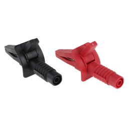 1 Pair - RS PRO Crocodile Clip, 10A, Black, Red