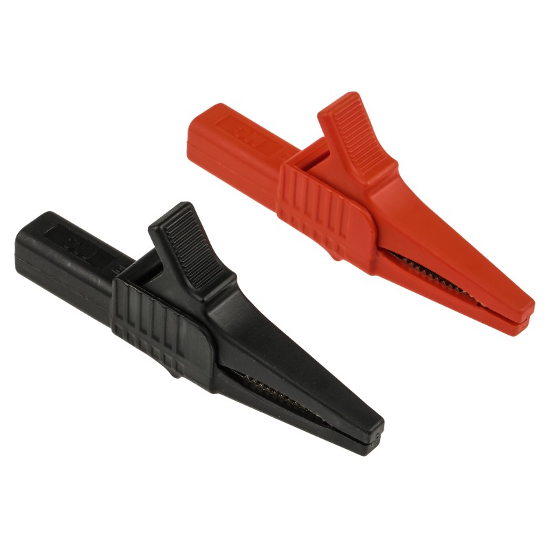 1 Pair - Staubli Crocodile Clip 4 mm Connection, 32A, Black, Red