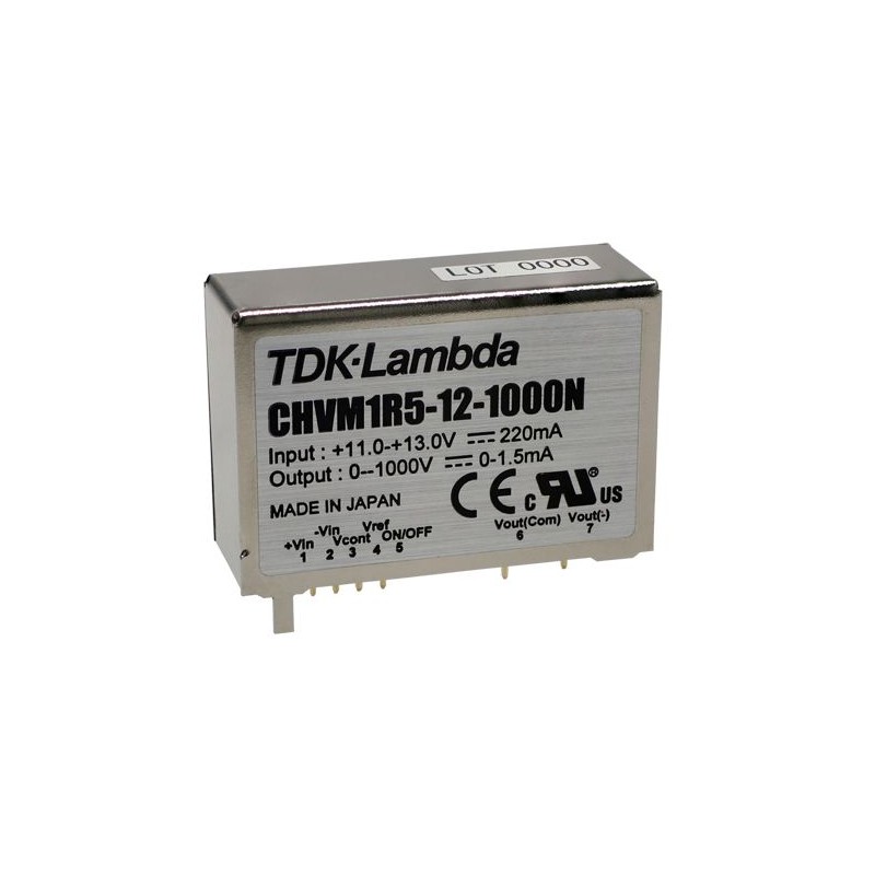 1 pcs - TDK-Lambda CHVM DC-DC Converter, 0 - 2000V dc/ 0.7mA Output, 11.0 - 13.0 V dc Input, 1.4W, Through Hole,