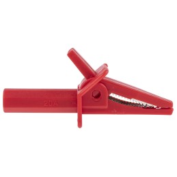 1 Pair - RS PRO Crocodile Clip 4 mm Connection, Nickel-Plated Steel Contact, 20A, Black, Red