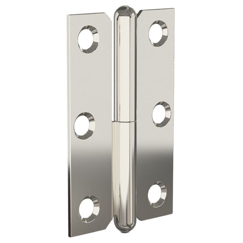 2 pcs - Pinet Steel Butt Hinge with a Lift-off Pin, Screw Fixing, 80mm x 50mm x 1.5mm