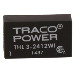 1 pcs - TRACOPOWER THL 3WI DC-DC Converter, 12V dc/ 250mA Output, 9 - 36 V dc Input, 3W, Through Hole, +85°C Max Temp