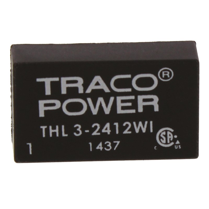 1 pcs - TRACOPOWER THL 3WI DC-DC Converter, 12V dc/ 250mA Output, 9 - 36 V dc Input, 3W, Through Hole, +85°C Max Temp