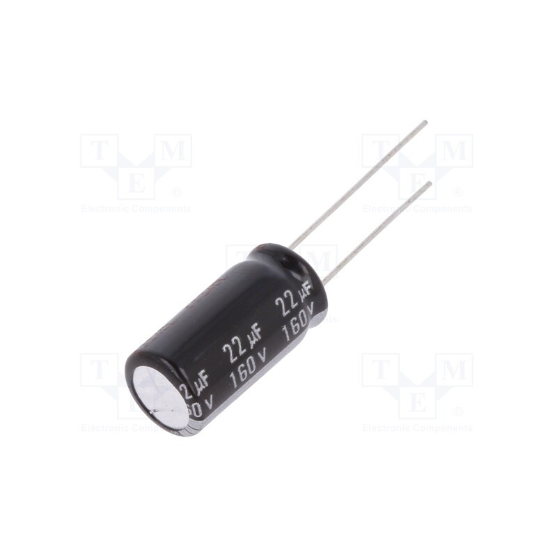 2 pcs x PANASONIC - EEUEB2C220 - Capacitor: electrolytic, THT, 22uF, 160VDC, Ø10x20mm, Pitch: 5mm