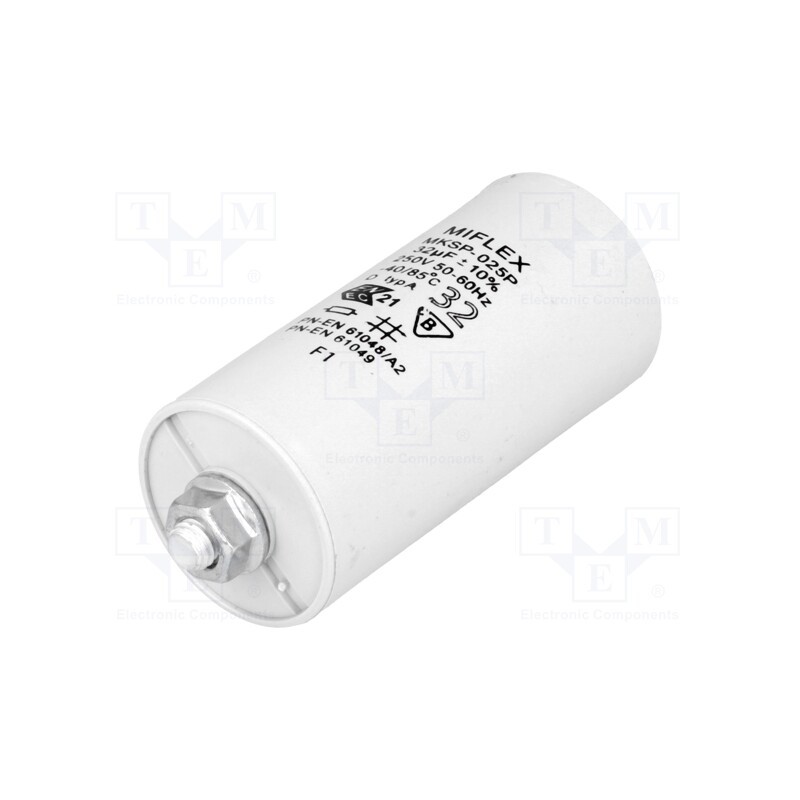 1 pcs x MIFLEX - I520U632K-F22 - Capacitor: for discharge lamp, 32uF, 250VAC, ±10%, Ø45x83mm, 6