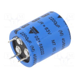 1 pcs x VISHAY - MAL205158222E3 - Capacitor: electrolytic, SNAP-IN, 2.2mF, 63VDC, Ø25x30mm, ±20%