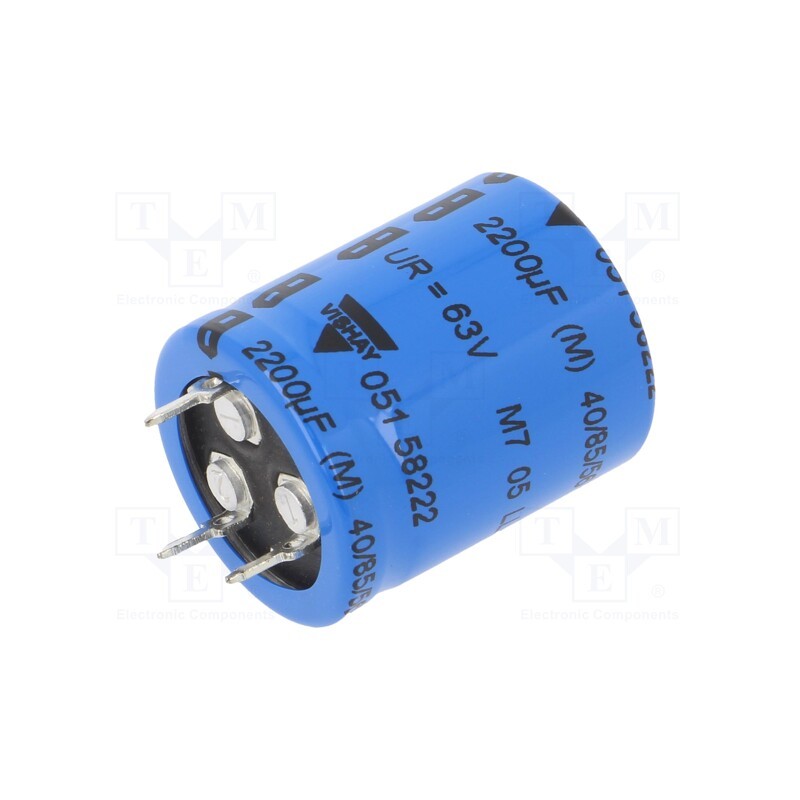 1 pcs x VISHAY - MAL205158222E3 - Capacitor: electrolytic, SNAP-IN, 2.2mF, 63VDC, Ø25x30mm, ±20%