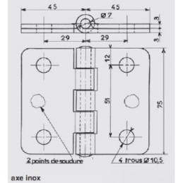 2 pcs - Savigny Steel Butt Hinge, 75mm x 90mm x 3mm