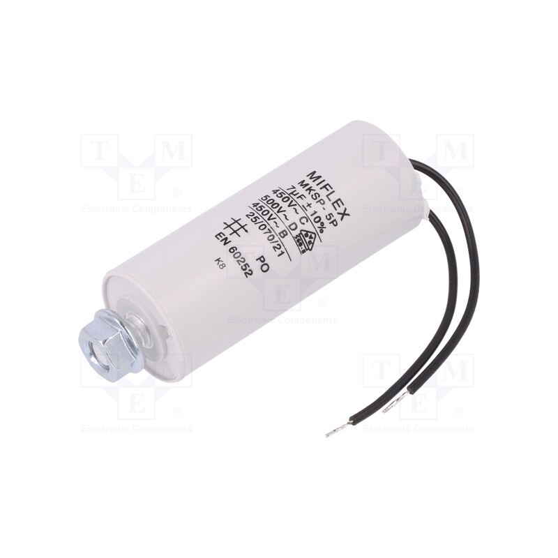 1 pcs x MIFLEX - I150V570K-H1 - Capacitor: motors, run, 7uF, 450V, Ø30x78mm, -25÷70°C, ±10%, 10000h
