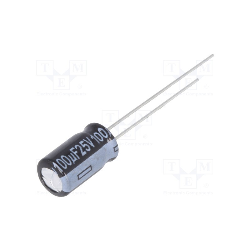 5 pcs x PANASONIC - EEUFR1E101 - Capacitor: electrolytic, low ESR, THT, 100uF, 25VDC, Ø6.3x11.2mm