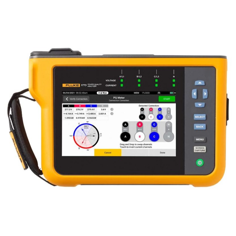 1 pcs - Fluke 1777/BASIC Power Quality Analyser, 3-Phase, 6000A Max, 1000V dc Max