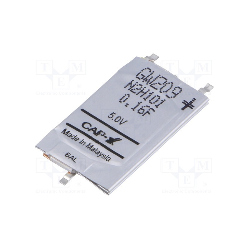 1 pcs x CAP-XX - GW209F - Supercapacitor, SMD, 0.16F, 5VDC, ±20%, 28.5x17x2.5mm, 30A, EDLC