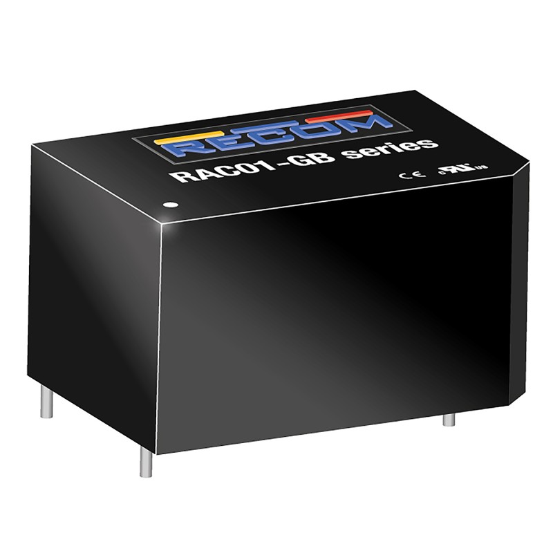 1 pcs - Recom Switching Power Supply, RAC01-05SGB, 5V dc, 200mA, 1W, 1 Output, 100 - 240V ac Input Voltage