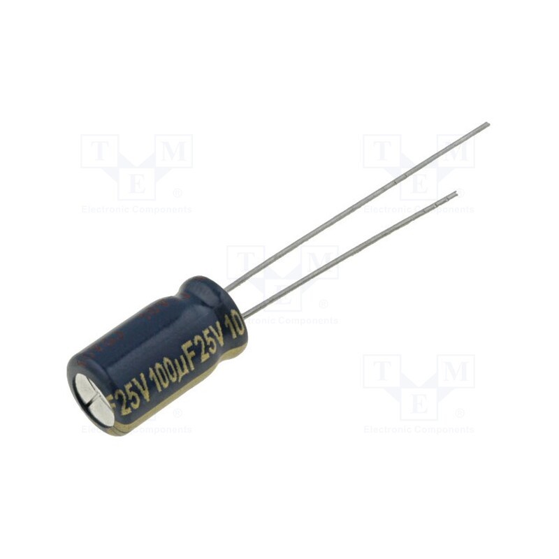 5 pcs x PANASONIC - EEUFC1E101 - Capacitor: electrolytic, low ESR, THT, 100uF, 25VDC, Ø6.3x11.2mm