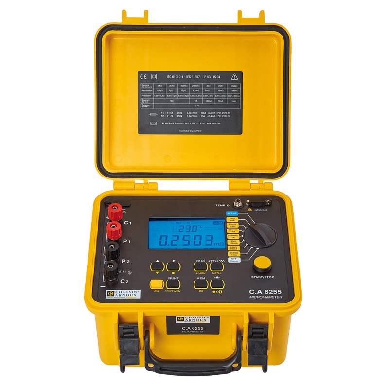 1 pcs - Chauvin Arnoux CA 6255 Handheld Ohmmeter, 2500 Ω Max, 100nΩ Resolution, 4 Wire