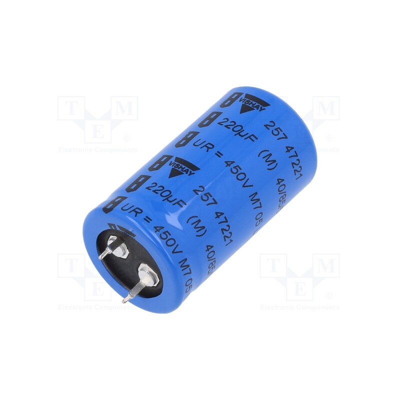 1 pcs x VISHAY - MAL225747221E3 - Capacitor: electrolytic, SNAP-IN, 220uF, 450VDC, Ø25x45mm, ±20%