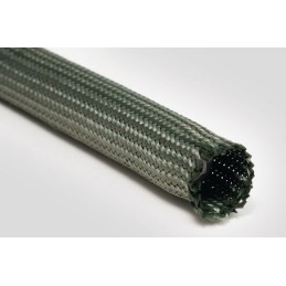 1 Reel of 100 M - HellermannTyton Expandable Braided Meta-Aramid NOMEX Green Cable Sleeve, 6mm Diameter, 100m Length