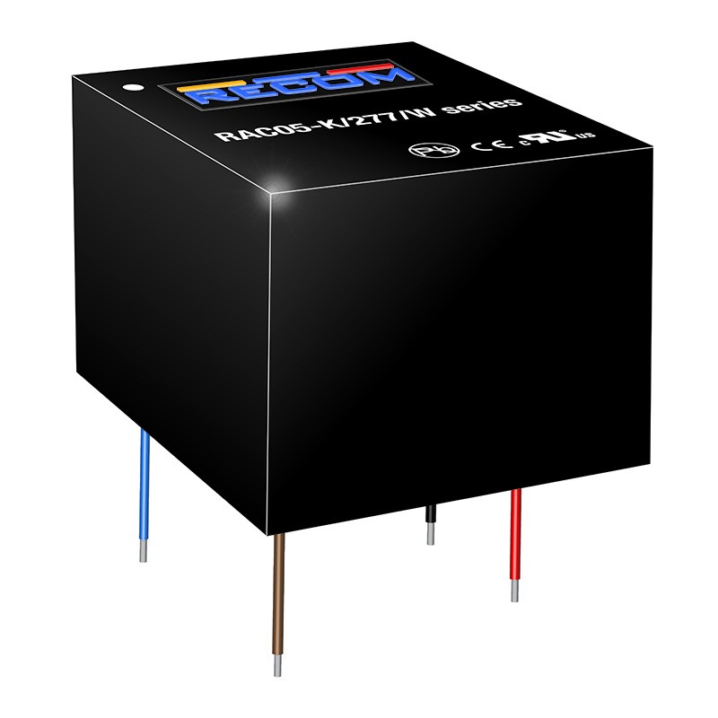 1 pcs - Recom Switching Power Supply, RAC05-24SK/277/W, 24V dc, 210mA, 5W, 1 Output, 85 - 305V ac Input Voltage