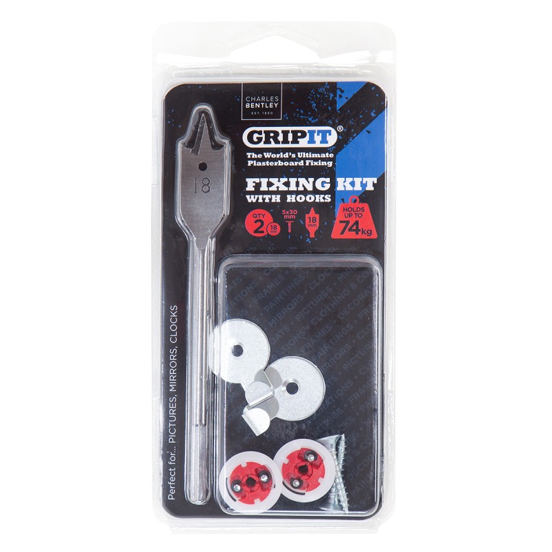 1 pcs - Gripit Red Stainless Steel Plasterboard Fixings, 18mm fixing hole diameter