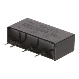 1 pcs - Recom RE DC-DC Converter, 5V dc/ 200mA Output, 10.8 - 13.2 V dc Input, 1W, Through Hole, +85°C Max Temp -40°C