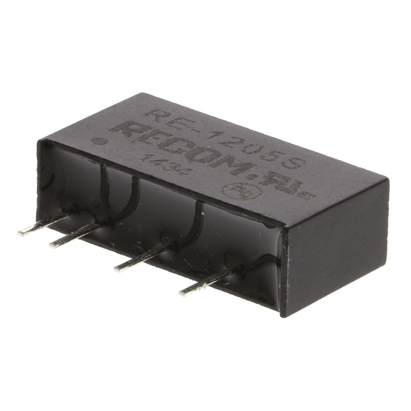 1 pcs - Recom RE DC-DC Converter, 5V dc/ 200mA Output, 10.8 - 13.2 V dc Input, 1W, Through Hole, +85°C Max Temp -40°C