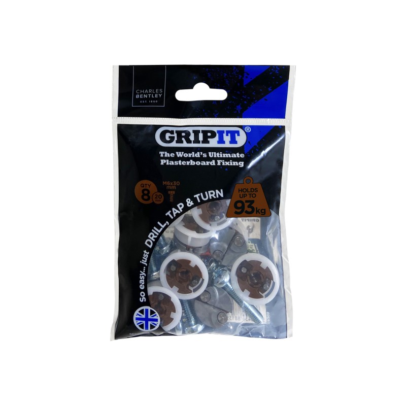 1 pcs - Gripit Brown Plastic, Steel Plasterboard Fixings, 20mm fixing hole diameter