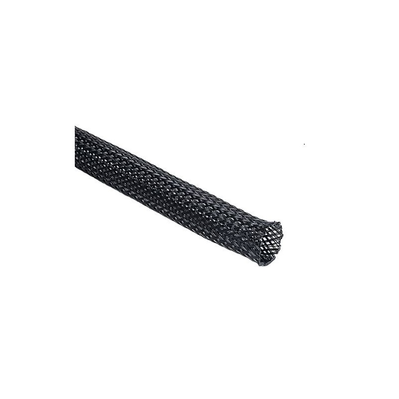 1 Reel of 100 M - HellermannTyton Expandable Braided PET Black Protective Sleeving, 9mm Diameter, 100m Length, Helagaine HEGPX S