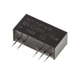 1 pcs - Recom RP DC-DC Converter, ±15V dc/ ±33mA Output, 10.8 - 13.2 V dc Input, 1W, Through Hole, +85°C Max Temp -40°C