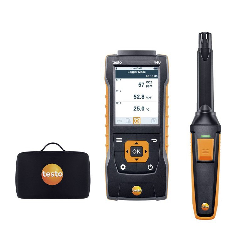 1 pcs - Testo 440 CO₂ Kit with Bluetooth Data Logging Air Quality Monitor for CO2, Humidity, Temperature, +1370°C Max,