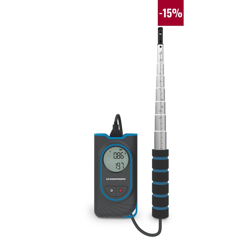1 pcs - SAUERMANN. Hotwire Anemometer, 30m/s Max, Measures Air Flow, Air Velocity, Temperature