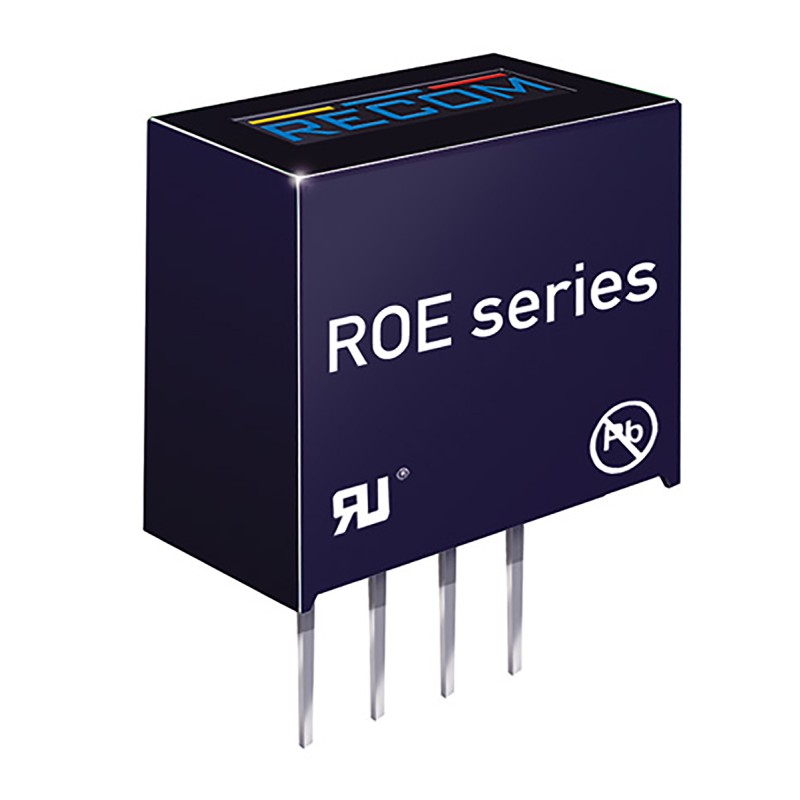 1 pcs - Recom ROE DC-DC Converter, 5V dc/ 200mA Output, 2.97 - 3.63 V dc Input, 1W, Through Hole, +85°C Max Temp -40°C