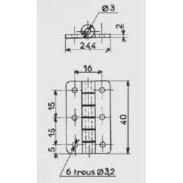 6 pcs - Savigny Steel Butt Hinge, 40mm x 24.4mm x 2mm