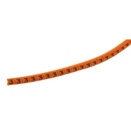 1 Reel of 1000 - HellermannTyton Helagrip Slide On Cable Markers, Black on Orange, Pre-printed '3', 1 - 3mm Cable