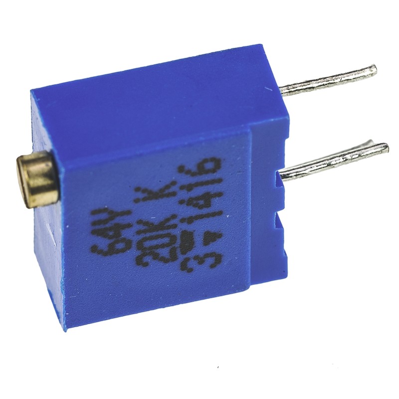 1 pcs - Vishay 64Y Series 19 (Electrical), 22 (Mechanical)-Turn Through Hole Trimmer Resistor with Pin Terminations, 20kΩ ±10%