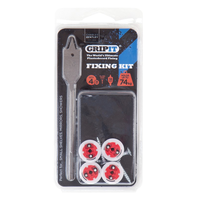 1 pcs - Gripit Red Stainless Steel Plasterboard Fixings, 18mm fixing hole diameter