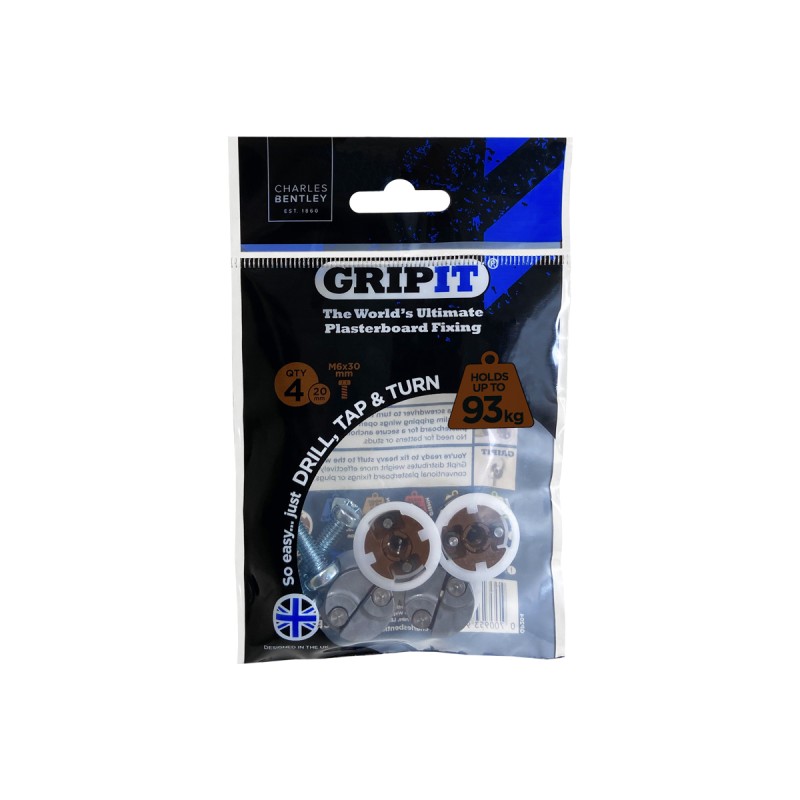 1 pcs - Gripit Brown Plastic, Steel Plasterboard Fixings, 20mm fixing hole diameter
