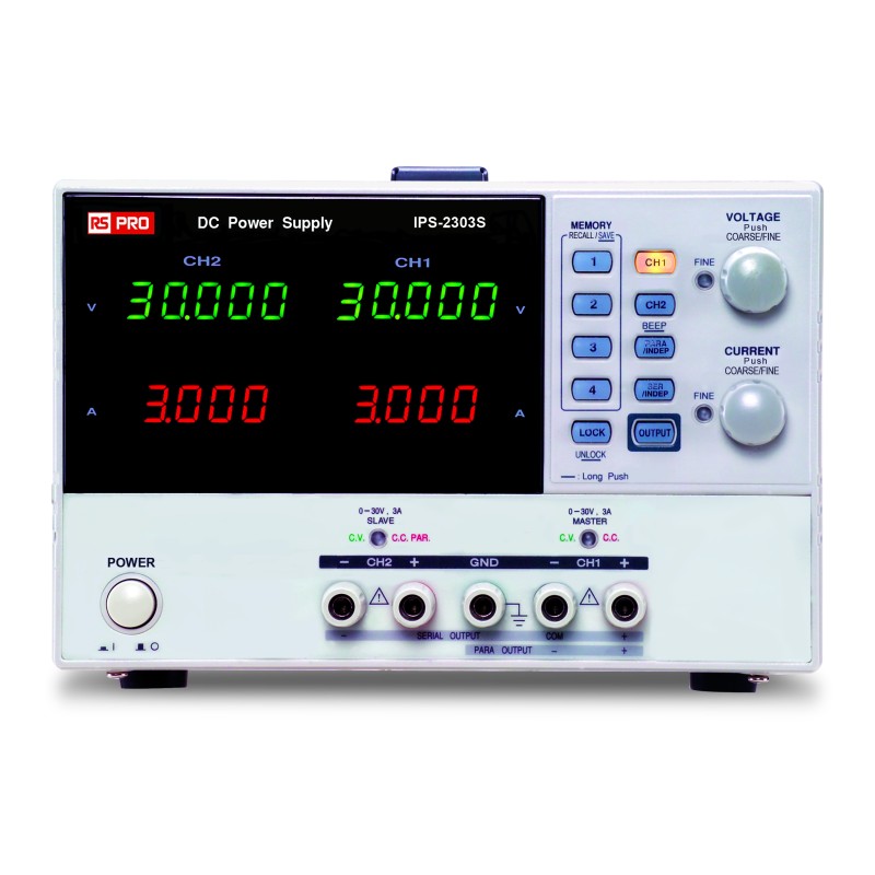 1 pcs - RS PRO Digital Bench Power Supply, 0 - 30V, 3A, 2-Output, 180W