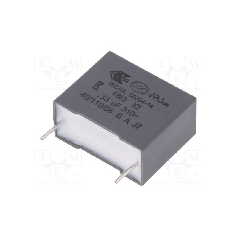 5 pcs x KEMET - F863BN334K310Z - Capacitor: polypropylene, 0.33uF, 18x14.5x8.5mm, THT, ±10%, 15mm