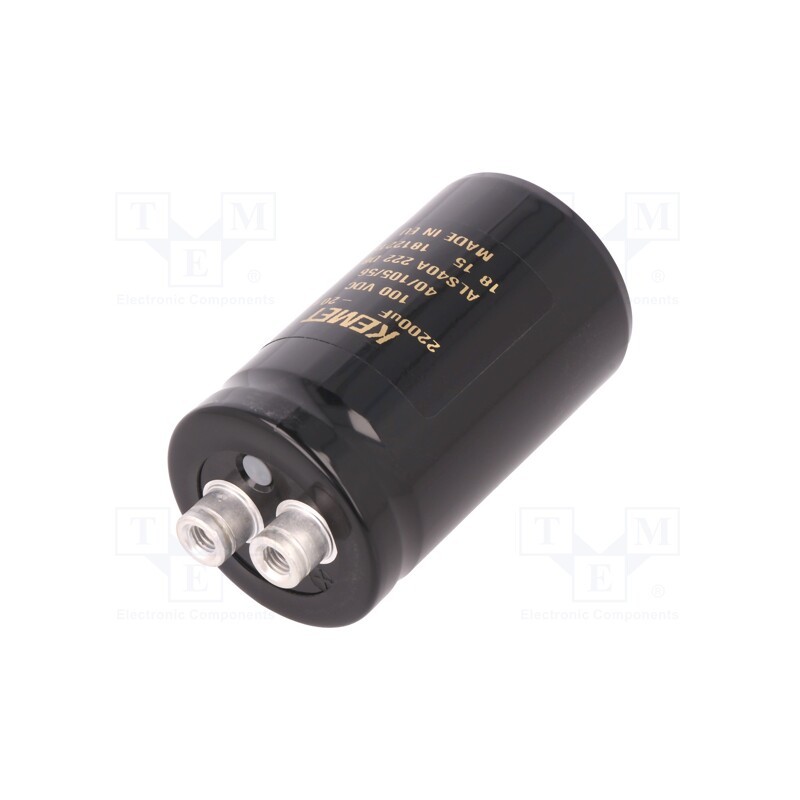 1 pcs x KEMET - ALS40A222DB100 - Capacitor: electrolytic, 2.2mF, 100VDC, Ø36x62mm, Pitch: 12.8mm