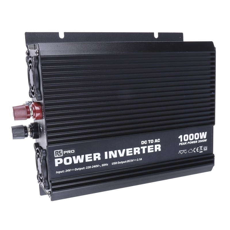 1 pcs - RS PRO Modified Sine Wave 1000W Power Inverter, 24V dc Input, 230V ac Output