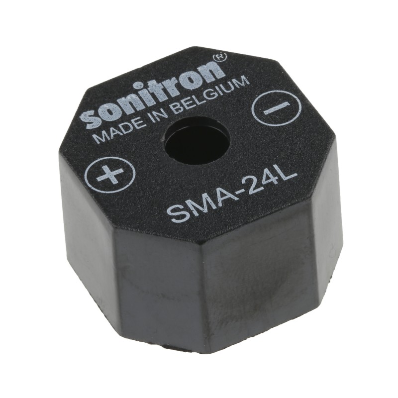 1 pcs - Sonitron 98dB Through Hole Continuous Internal Piezo Buzzer, 24 x 24 x 15.5mm, 1.5V dc Min, 15V dc Max