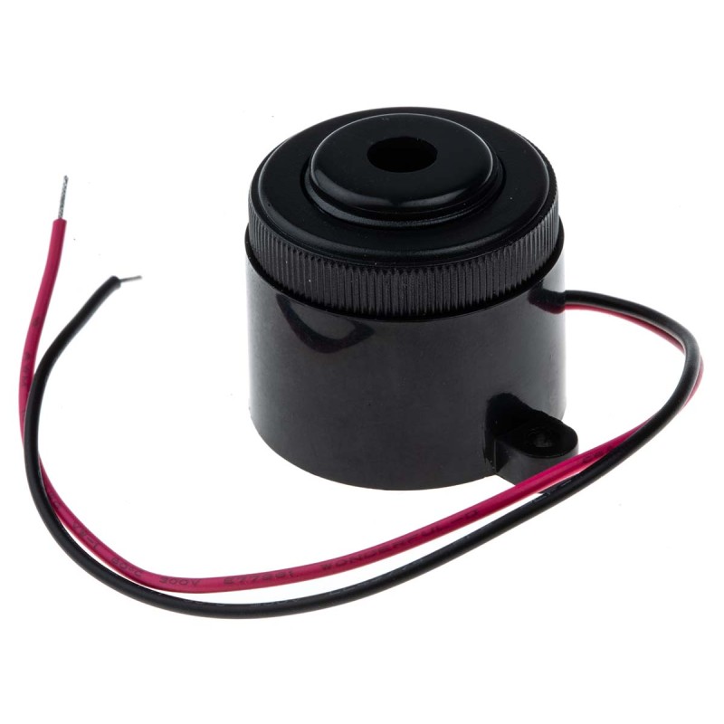 1 pcs - RS PRO 85dB Panel Mount Continuous Internal Buzzer, 28 (Dia.) x 24.4mm, 3V dc Min, 28V dc Max