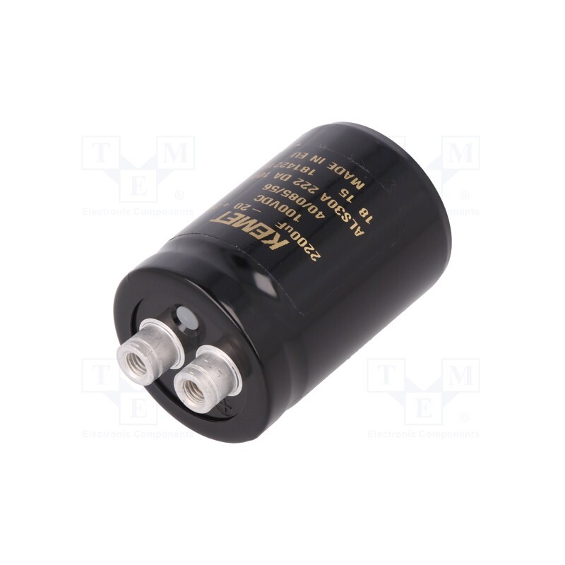1 pcs x KEMET - ALS30A222DA100 - Capacitor: electrolytic, 2.2mF, 100VDC, Ø36x52mm, Pitch: 12.8mm